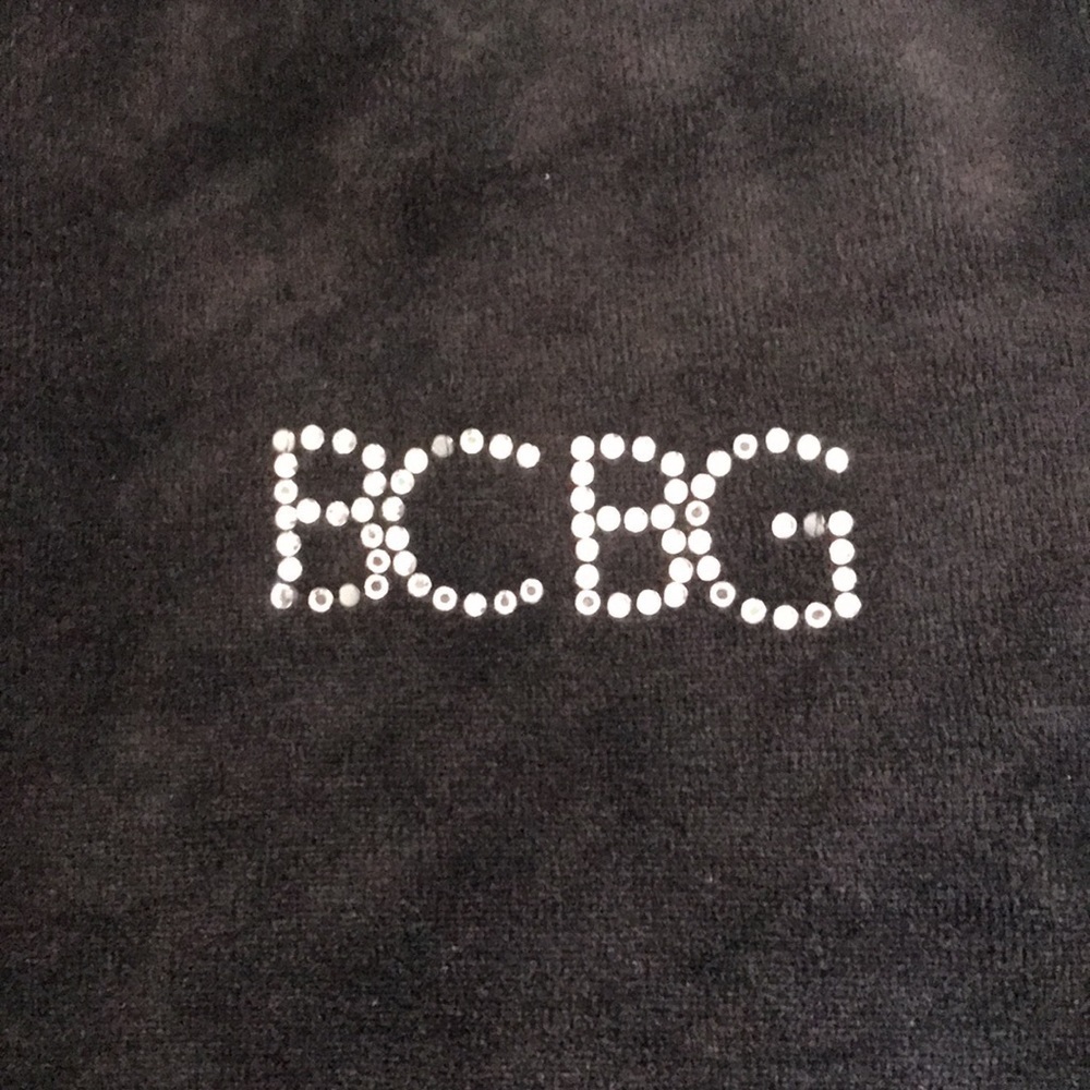 BCBGMaxAzria Black Velour Rhinestone Logo Zip-Up Hooded Jacket Medium - Picture 2 of 13